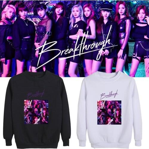 TWICE kpop autumn warm O-neck Hoodies Fleece Letters Print Hoodie Sweatshirts Pullover Long Sleeve Tracksuit Tops ladies Clothes