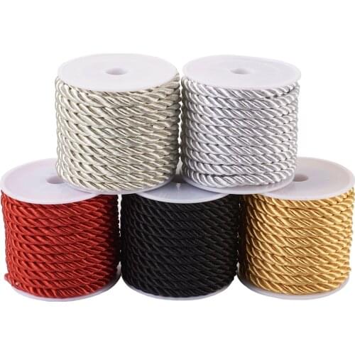 5mm Polyester Twisted Cord Trim Rope for Home Decoration Crafts Making Twisted Thread String Bracelet DIY Accessories 5 Rolls