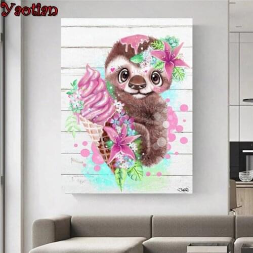 Full Square/Round Diamond Embroidery Sloth Baby Flower Full Diamond Painting Cross Stitch Kits Cute Animal 3D Paint By Diamonds