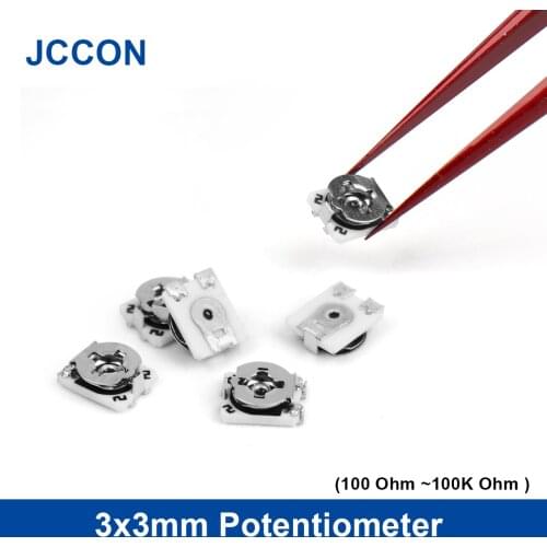 10Pcs 3x3 Trimpot Trimmer Resistance Potentiometer SMD 100 200 2K 10K 1K 5K 50K 100K ohm Adjustable Potentiomete Resistor