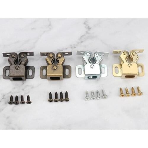 1Pair Ball Roller Catches Cupboard Cabinet Door Latch Locks Hardware Tool Copper Double Roller Catch