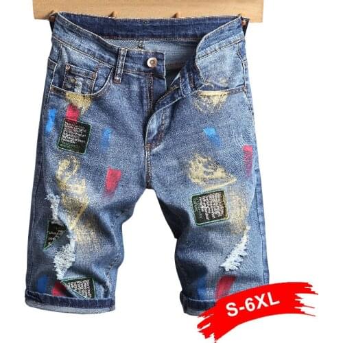 6Xl 5Xl Plus Size 8Xl Summer Woman Pants Multicolor Print Loose Straight Knee Length Short Jeans Women Bermuda Denim Shorts