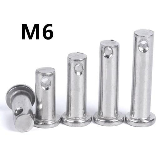 20pcs/lot M6x12/16/20/25/30/35/40/45/50/60mm GB882 Dowel Pin Flat Head Cylindrical Pin With Hole 304 Stainless Steel