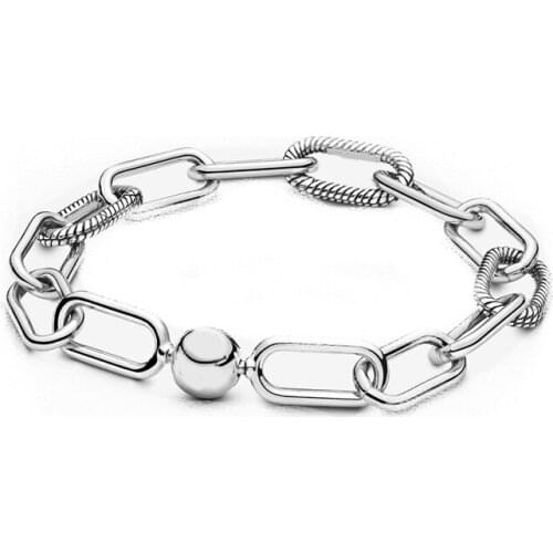 Pan Me Link Bracelet 100% 925 Sterling Silver Pan Me Link Bracelet Fit European Original Charms Diy Jewelry