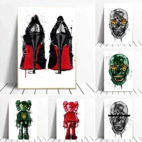 Modern Graffiti Abstract Skull Canvas Painting Poster and Print Cuadros Wall Pictures for Living Room Bedroom Artwork Decoration