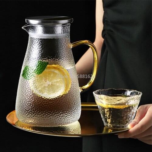 High Capacity Glass Water Jar Juice Lemonade Jug Flower Tea Pot Hot/Cold Water Pitcher Heat-proof Transparent Glass Teapot