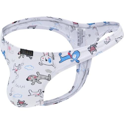 Howe Ray Men Thong Cotton Funny Print Sexy Mens Underwear Pouch Penis T Back G Strings Male Cartoon Erotic Panties Low Rise S-XL