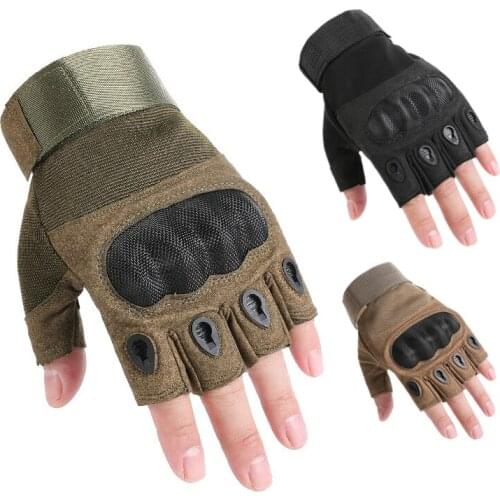 New Carbon Fiber Shell Tactical Gloves Men Women Outdoor Sports Half Finger Military Army Combat Anti-Slip Mens Tactical Gloves