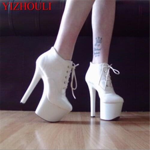 Drop Shipping 2018 Newest Design Platform Sexy 20cm Ultra High Heels Closed Toe Boots black Sole Dress Pumps sexy clubbing shoes