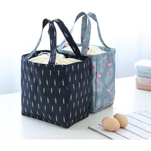 Animal Printing Waterproof Lunch Bags Women Portable Canvas Stripe Insulated Thermal Food Picnic Kids Cooler Lunch Box Bag Tote