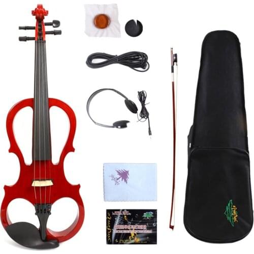 Yinfente Red Electric Silent Violin 4/4 Hand made Sweet Tone Free Case+bow #EV5