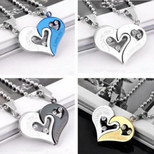 Crystal Double Heart Necklace Best Friends Jewelry BFF Friendship Fashion Couple Necklace Pendant For Men Women Lovers Gift New