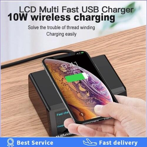 100W Multi-port USB Fast Charger For IPhone 11 Pro Max XS XR Universal Port Usb LCD Quick Charge 3.0 PD Charger For Samsung S10