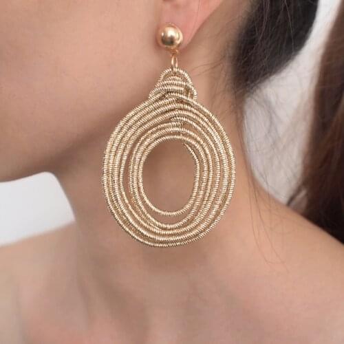 MANILAI Bohemian Alloy Spiral Statement Earrings Women Vintage Multilayer Round Metal Dangle Earrings Fashion Jewelry