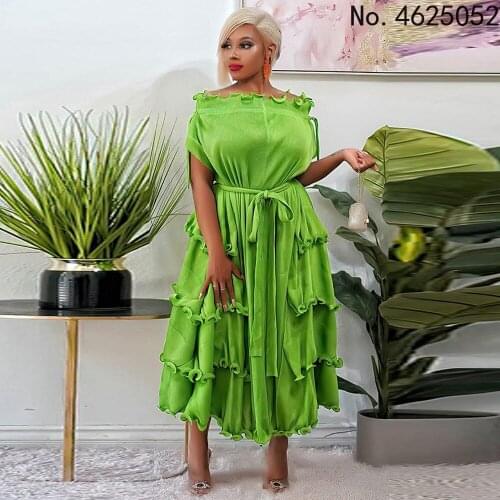 Robe Africaine Crimping Long Dresses For Women Elegant Ladies Clothing Evening Gown Abaya Femme Dubai Ankara Dashiki Robes