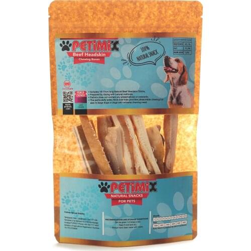 Petimix Beef Headskin Chewing Bones Natural Snacks for Pets Dog Treats Dental Care 100g