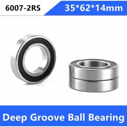 100pcs/lot 6007-2RS 6007RS 6007 2RS rubber sealed deep groove radial ball bearing 35*62*14 mm
