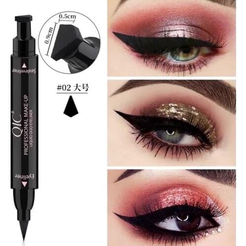2 in 1 Eyeliner Stamp Liquid Eyeliner Pencil Makeup Stamps Waterproof Quick Dry Eyeliner Cosmetic Eyeliner for Arrows