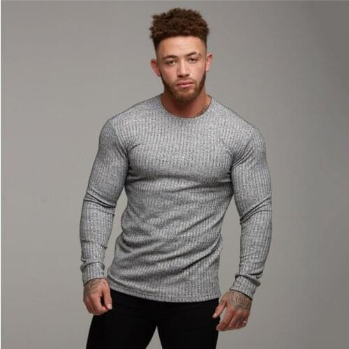 2021 Autumn Fashion Mens Sweaters O-Neck Slim Fit Knittwear Mens Long Sleeve Pullovers shirts Men Fitness Pull Homme