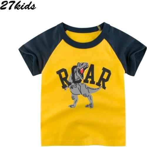 27kids2-9Years Animal Dinosaurs Print Baby Boys T Shirt For kids Summer New Children Kids Boys Shorts Sleeve Clothes Boys Tops