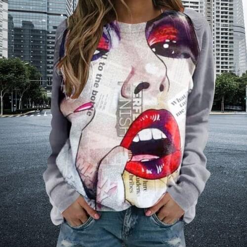 3D Sexy Ladies Print Hip Hop Sweatshirt Women Crewneck Long Sleeve Pullover Tops Vintage Y2K Clothes Streetwear Sudaderas A40