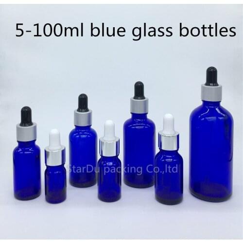 5ml-100ml blue Glass Bottle With Dropper Essential Oil Bottle, High quality Perfume bottle 480pcs/lot