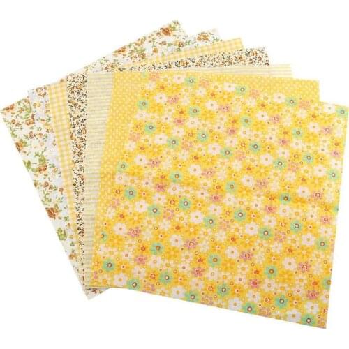 7Pcs Colourful 100% Cotton Fabric 25cm Assorted Pre-Cut Fat Quarters Bundle Set
