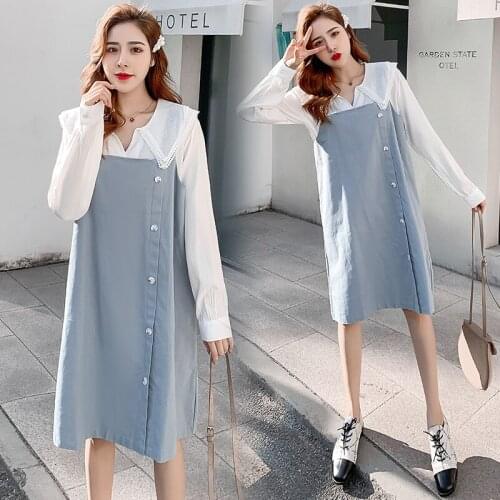 9615# Maternity Dress Spring Autumn Long Sleeves Easy Matching Loose two Pieces Stylish Dress for Pregnant Women Mom Dress
