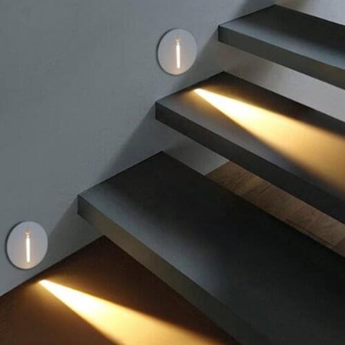 Aluminum LED 3W Smart Wall Light PIR Motion Sensor Recessed Wall Lamp Indoor Lobby Corridor Corner Steps Stair Light