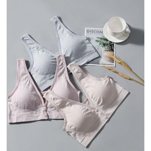 Front Button Breastfeeding Bra Circumference Pregnant Women Breastfeeding Underwear Women No Steel Ring Threaded Cotton Vest
