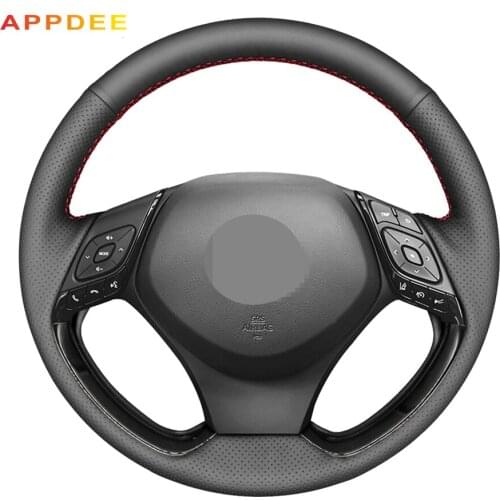 Handsewing Black Artificial Leather Steering Wheel Covers for Toyota Verso EZ Avensis