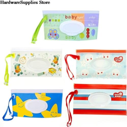 Snap-strap Wipes Container Clutch and Clean Wipes Carrying Case Eco-friendly Wet Wipes Bag Clamshell Cosmetic Pouch