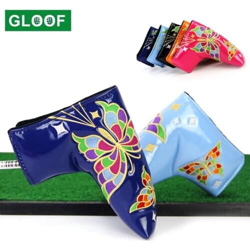 1Pcs Butterfly Embroidery Golf Head Covers PU Club Accessories Golf Putter Cover Headcover for Blade Golf Putter Head Covers