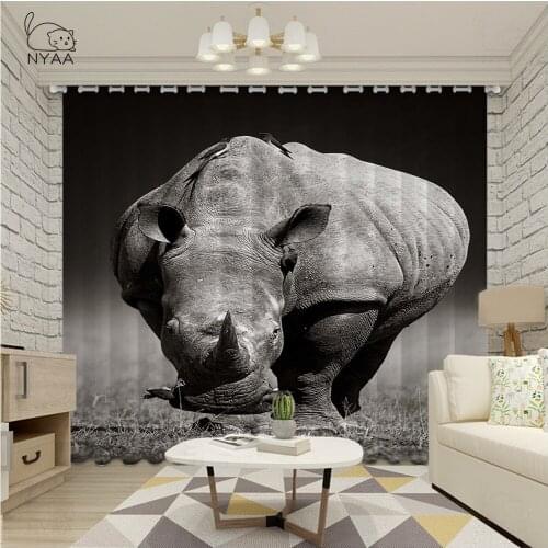 Black And White Rhinoceros Curtains For Bedroom Child Bedroom Living Room Curtains Articles Kitchen Curtains Micro-Shading