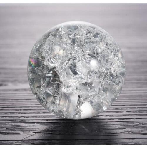 Crystal Glass Ice Crack Ball Quartz Marbles Magic Sphere Fengshui Ornaments Rocky Water Fountain Bonsai Ball Home Decoration