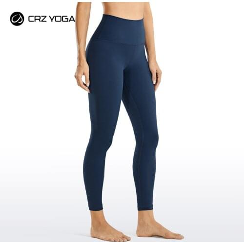 CRZ YOGA Women Matte Brushed Light Fleece Leggings Athletic High Waisted Squat Proof 7/8 Yoga Pants -25 Inches