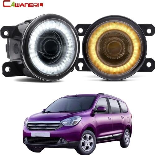 2 Pieces Car Front Bumper LED Fog Light Assembly Angel Eye DRL Daytime Running Light 30W 8000LM 12V For Renault Lodgy 2012-2018