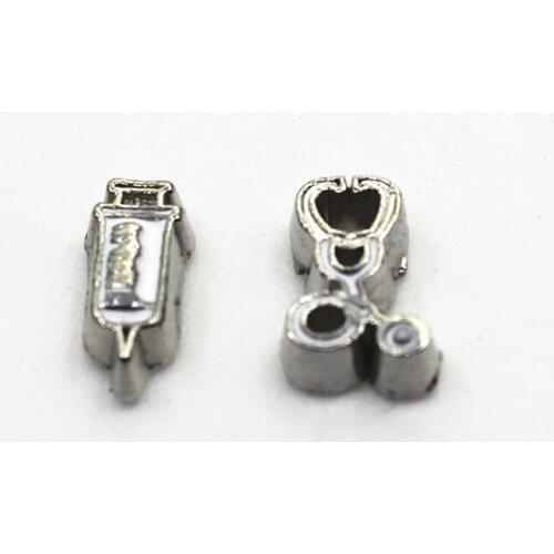 Hot selling 20pcs silver syring stethoscope floating charms living glass memory floating locket for diy jewelry medical charms