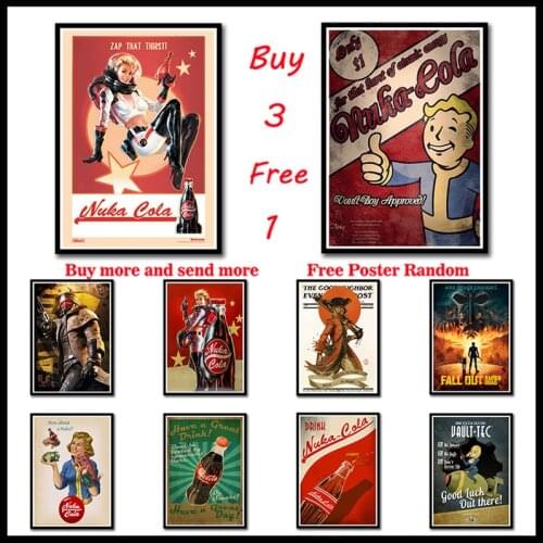 Fallout Game Poster Bar Kids Room Home Decor Game Drawing Coated Paper Wall Sticker Decoration Wall Decals Frameless