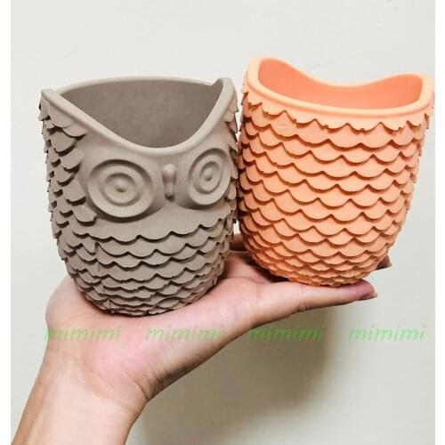 Simulation Animal Flowerpot Silicone Mold Epoxy Resin Decoration Mold Owl Shape Storage Box Cement Plaster Clay Mold