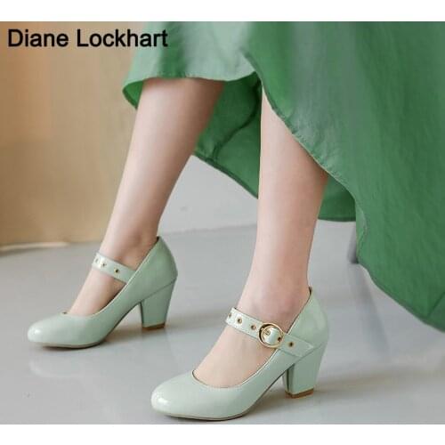 Chaussures Femme Womens Mary Janes Pumps Spring Autumn Women Sexy buckles High Heels Fashion Round Head Wedding Party Shoes