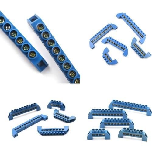 1 pc Strip Electrical Distribution Wire Screw Terminal Brass Ground Neutral Bar 4/6/8/10/12 Positions Terminal Block Connector