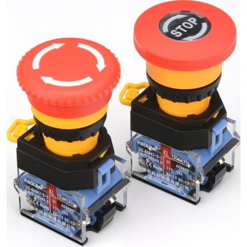 22mm emergency stop switch button mushroom head self-locking button LA38-11ZS / stop emergency power failure stop 1NO 1NO / 2NC