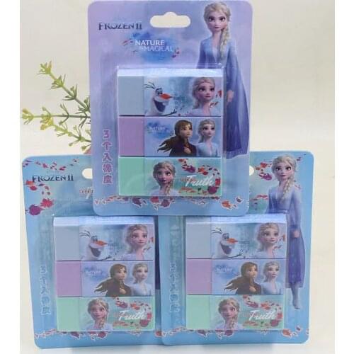Set of 3 pieces of Disney Frozen Eraser Cute Color Eraser with good elasticity, leaving no crumbs, school supplies gifts