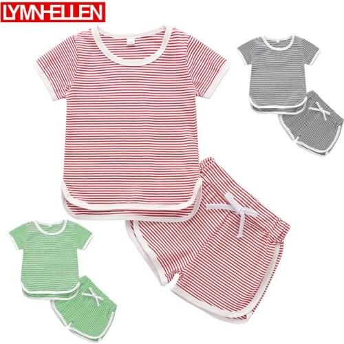 Summer New Baby Boy Girl Sets Clothes Outfit Stripes Tops+Pants Casual Sleep Comfortable Wearing Roupa Infantil 0-5T