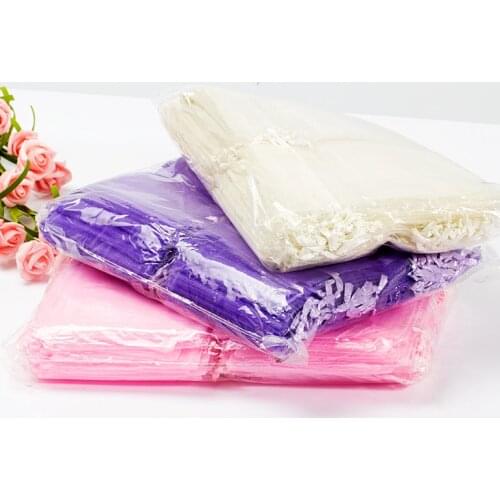 50pcs Organza Bags Christmas/Birthday Gift Bag Drawstring Gift Small Packaging Bags 7x9/9x12/10x15/11x16cm Wedding Supplies