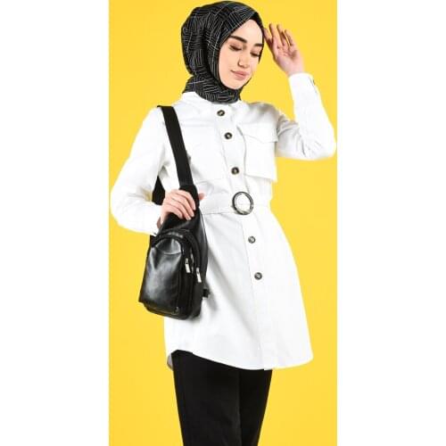Minahill Arched With Pockets Trench Coat 8223-03 White 8223-03