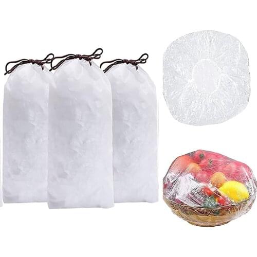100/200/300pcs Reusable Plastic Bags Food Cover Elastic Stretch Adjustable Bowl Lids Universal Kitchen Wrap Seal Fresh Keep Bag
