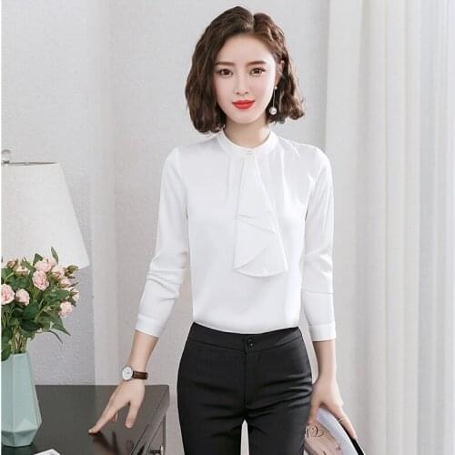 Fashion Women Business Suits 2 Piece Pant and Blouses Sets Work Wear Ladies Long Sleeve Tops