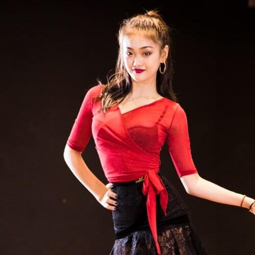 Fashion Latin Dance Top Women Sexy Tango Salsa Cha Cha Samba Rumba Ballroom Practice Wear Transparent Dancing Outfit DF1786